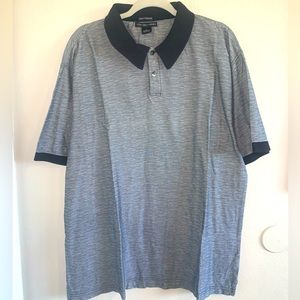 Geoffrey Beene gray heathered men’s shirt 100% cotton polo blk collar size XL